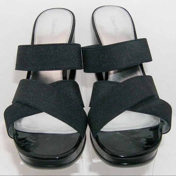 Calvin Klein 'Yathy' black platform wedges 8M - Picture 8 of 8